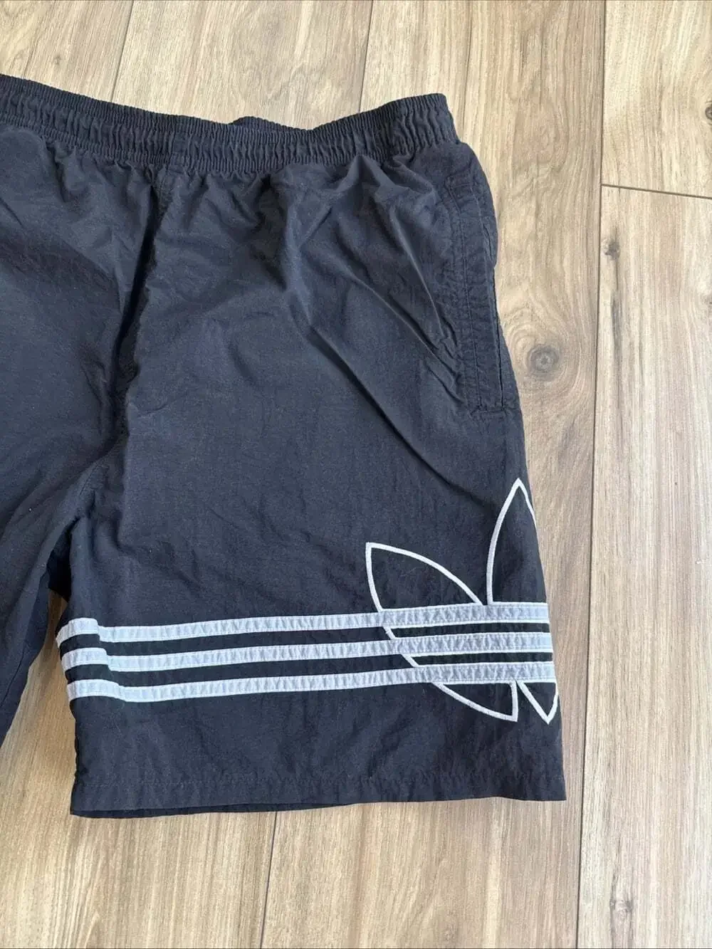 VTG Adidas Shorts Embroidered Big Trefoil 90s Unlined Athletic Black Sz L